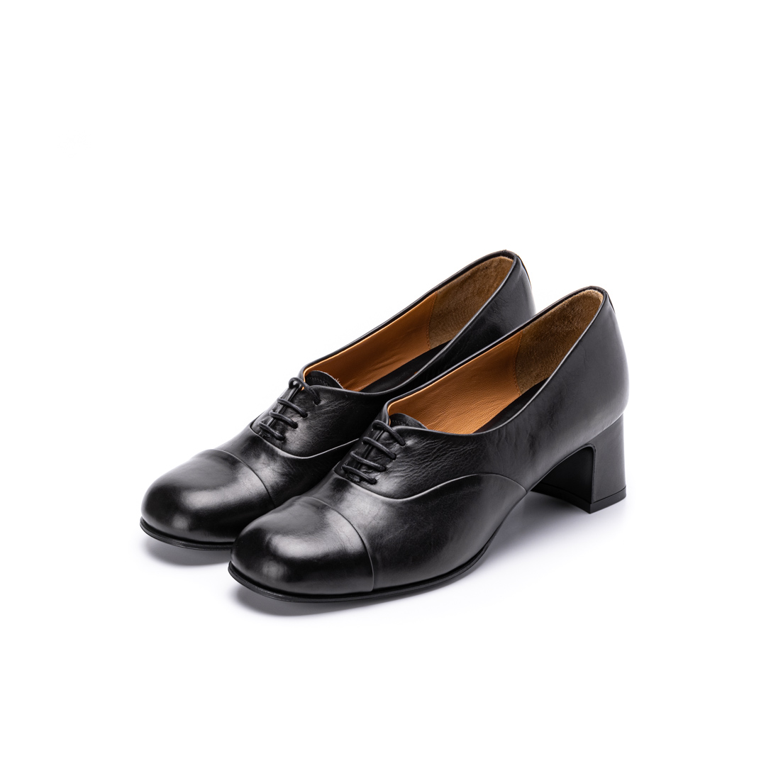 C-2185　LACE UP HEEL SHOES BL