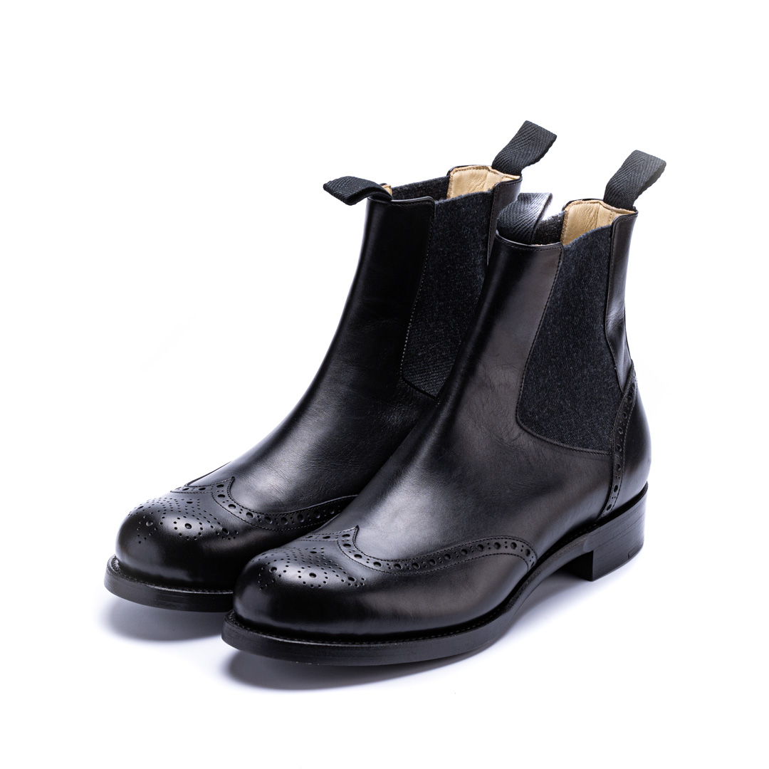 SU-108　WING-TIP SIDEGORE BOOTS BL