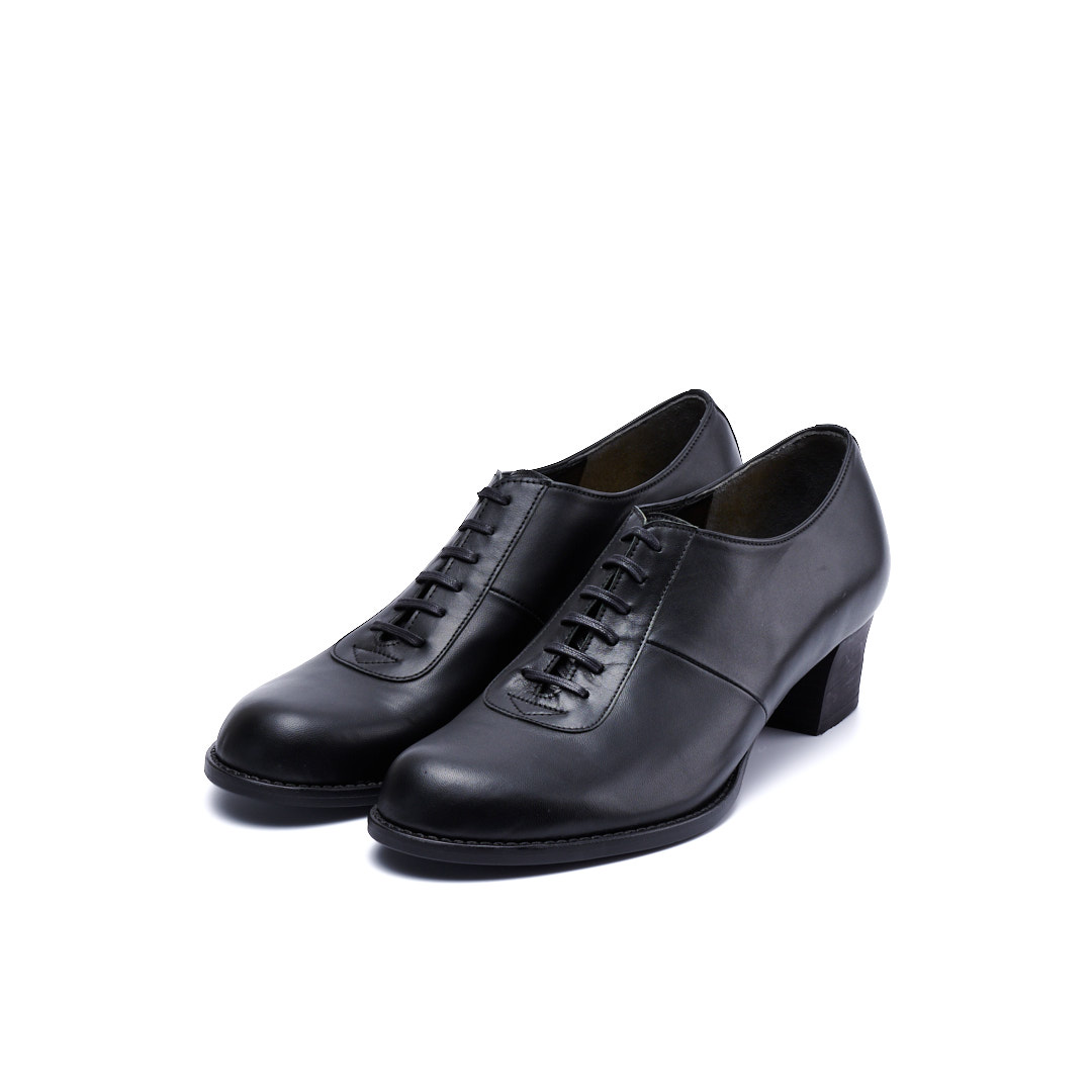 C-2343　LACE UP HEEL SHOES BL