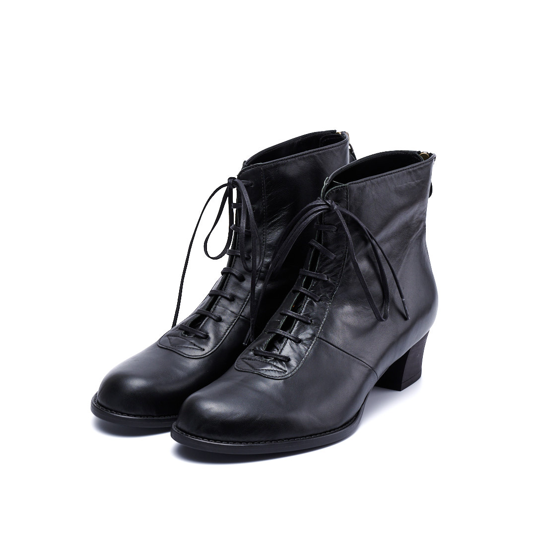 C-2344　LACE UP BACK ZIP HEEL BOOTS BL