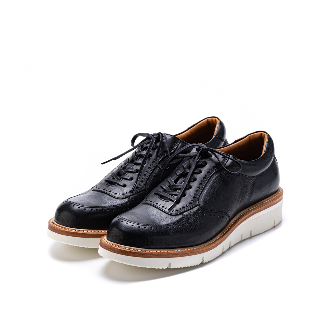 SU-107　LEATHER SNEAKERS BL/WHヌメ